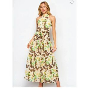 Halter Neck Tiered Maxi Dress